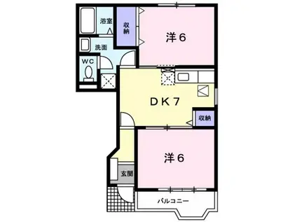ヴィーヴル ローマ(2DK/1階)の間取り写真