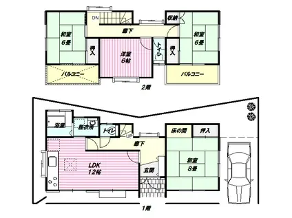西武鉄道新宿線 狭山市駅 徒歩28分 2階建 築38年(4LDK)の間取り写真