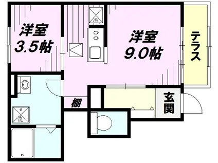 リーブルファイン羽村羽中(1LDK/1階)の間取り写真