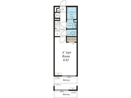 リブリ・アルペジオ(1K/1階)の間取り写真