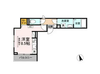 BELL Ⅱ(ワンルーム/3階)の間取り写真