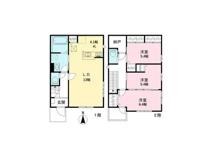 中央本線 国立駅 徒歩15分 2階建 築1年(3SLDK)の間取り写真