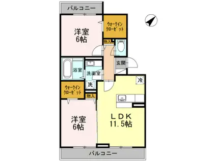 YAMAZAKIコーポラス(2LDK/2階)の間取り写真