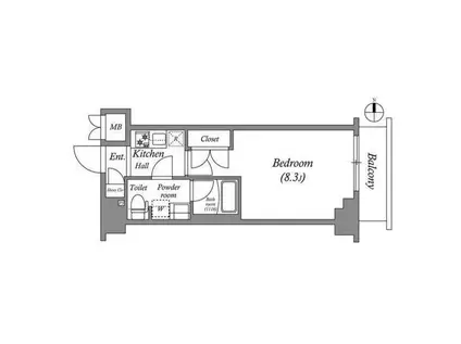 SHOKEN RESIDENCE八王子(1K/5階)の間取り写真