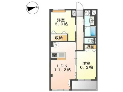 アヴァンサ(2LDK/2階)の間取り写真