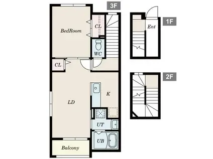 チャムクラージュ(1LDK/3階)の間取り写真