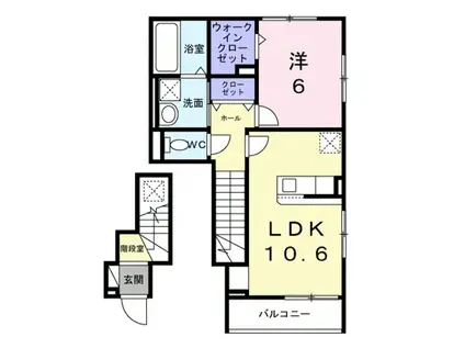 ヒカルサ小平栄町(1LDK/2階)の間取り写真
