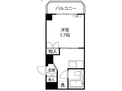 パークハイム立川(1K/1階)の間取り写真