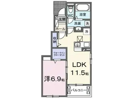 ネオブライツⅡ(1LDK/1階)の間取り写真