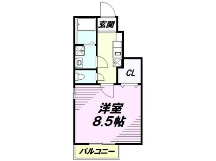 エテルノデーア(1K/1階)の間取り写真