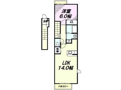 カーサ・プラシード(1LDK/2階)の間取り写真