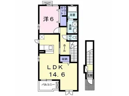 モデルノ アロッジオ(1LDK/2階)の間取り写真