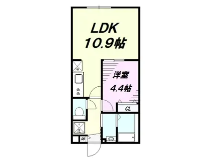 カインドネス八王子元横山町(1LDK/3階)の間取り写真