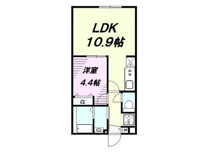 カインドネス八王子元横山町(1LDK/2階)の間取り写真