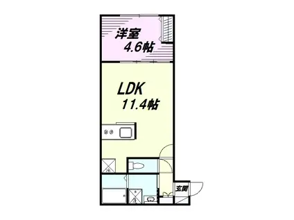 カインドネス八王子元横山町(1LDK/2階)の間取り写真