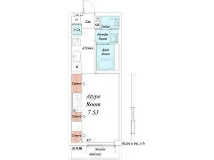 リブリ海(1K/1階)の間取り写真