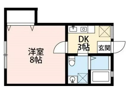 DOME-TAMA B棟(1DK/1階)の間取り写真