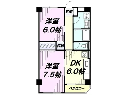 M・S・Yビル 住居(2DK/2階)の間取り写真