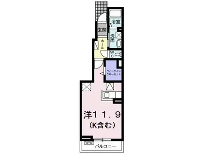 カリーノⅢ(ワンルーム/1階)の間取り写真