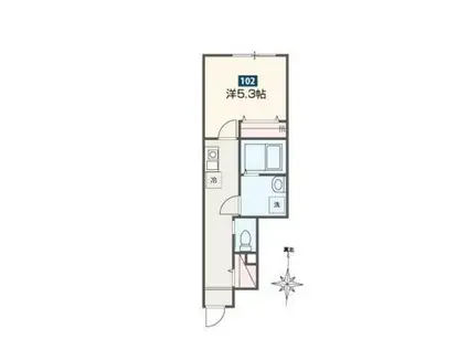 DEL CIELO(1K/1階)の間取り写真