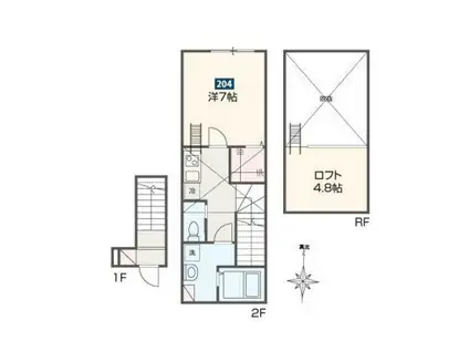 DEL CIELO(1K/2階)の間取り写真