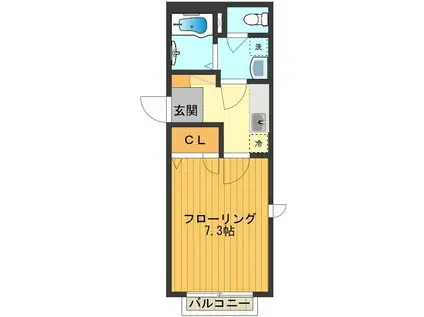 サンヒルⅡ(1K/1階)の間取り写真