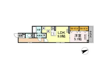 D-ROOM八幡町(1LDK/1階)の間取り写真