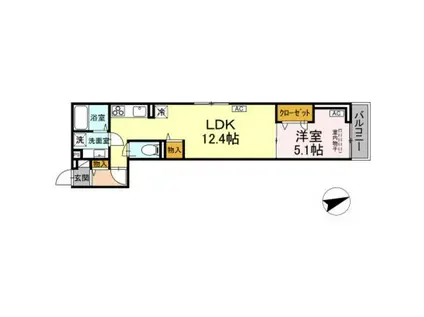 D-ROOM八幡町(1LDK/3階)の間取り写真