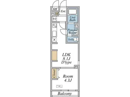 AVENIR-S 立川(1LDK/2階)の間取り写真