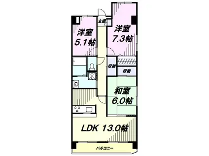 メルベーユ(3LDK/4階)の間取り写真