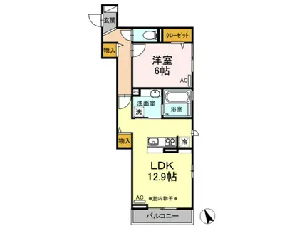 メゾン・ド・プリュネ(1LDK/1階)の間取り写真