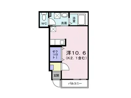 ローズガーデン(ワンルーム/1階)の間取り写真