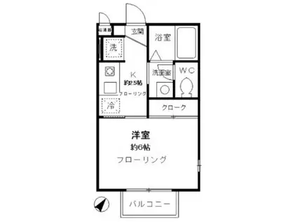 デザインコート(1K/2階)の間取り写真