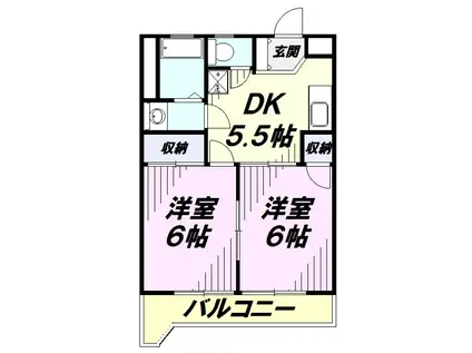 ビューハイツ司(2K/4階)の間取り写真