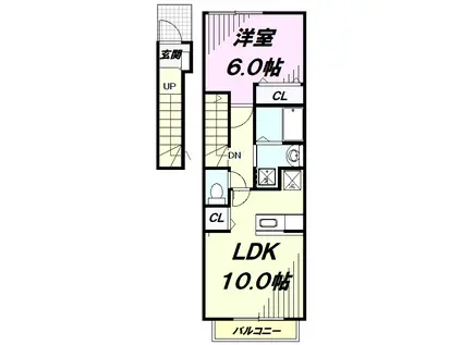 フォンターナ・セレノ(1LDK/2階)の間取り写真