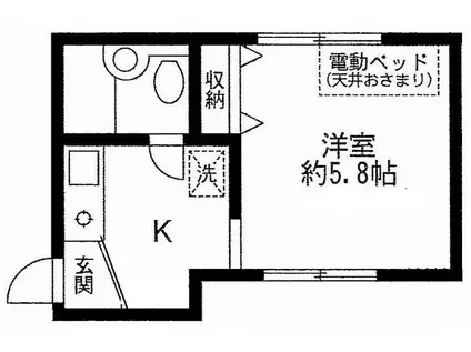 ピア国立(ワンルーム/1階)の間取り写真