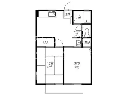 シティハイム・パルフェⅢ(2DK/2階)の間取り写真