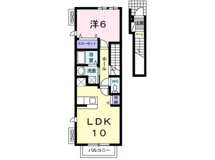 クローバーレジデンスX(1LDK/2階)の間取り写真