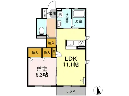 ルミエール(1LDK/1階)の間取り写真