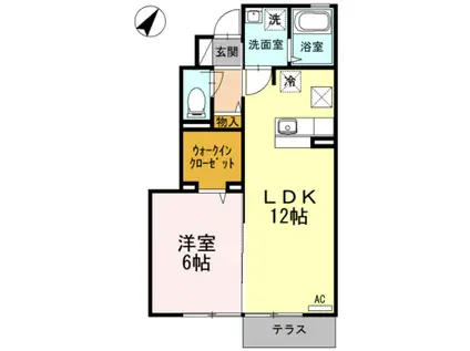 ソレアード A棟(1LDK/1階)の間取り写真