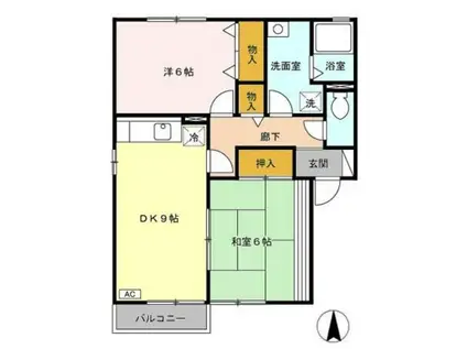 シュトラーレン高野 A棟(2DK/2階)の間取り写真