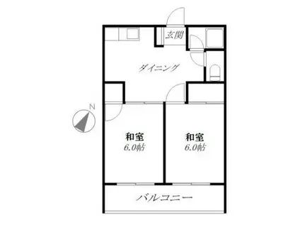 シティハイム北田園(2DK/1階)の間取り写真