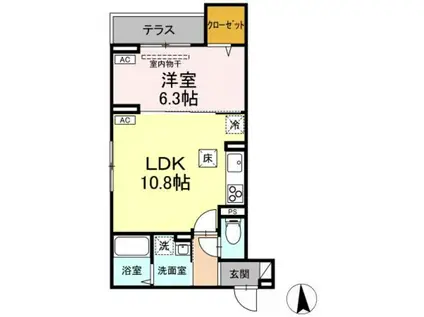 ASSET-COURT花小金井南町(1LDK/1階)の間取り写真