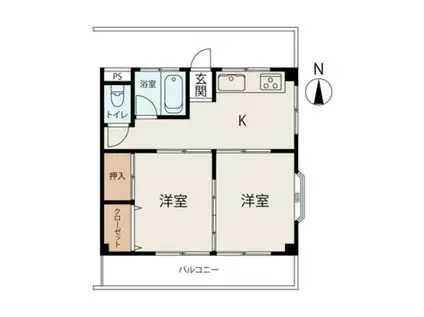 ライズホーム西武立川(2DK/3階)の間取り写真
