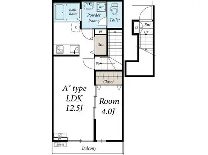 リブリ・SUN GREEN(1LDK/2階)の間取り写真