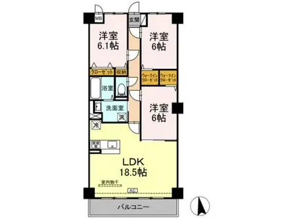 グランヴェールにしすな(3LDK/2階)の間取り写真
