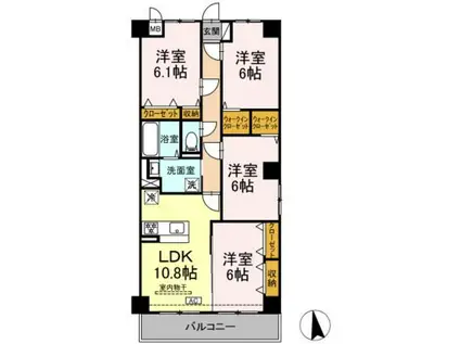 グランヴェールにしすな(4LDK/3階)の間取り写真