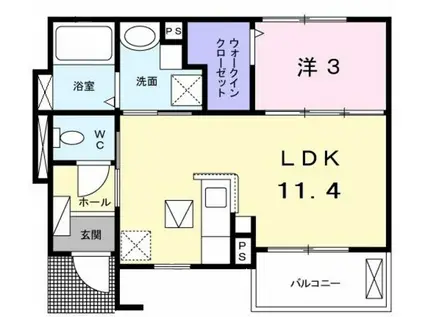 ジェルメ フェリシア(1LDK/1階)の間取り写真