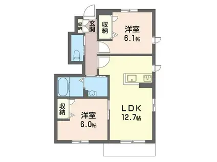 フォレスタ三昭C(2LDK/1階)の間取り写真