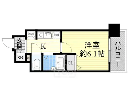 エスリード 京橋ステーションプラザ(1K/6階)の間取り写真